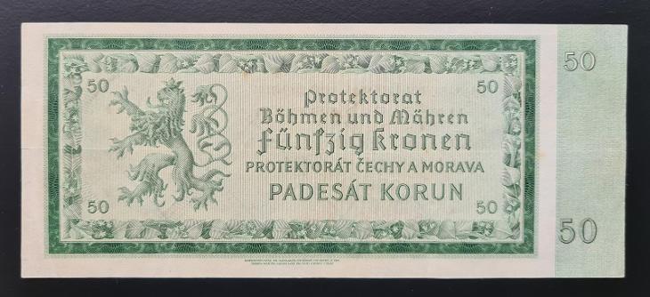 50 korun 1940, série A 08, neperforovaná, stav 2 - Bankovky