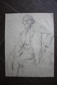 Kresba- sedící muž