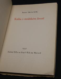 R. M. Rilke: Kniha o mnišském životě, Stará Říše 1937, 100 výtisků