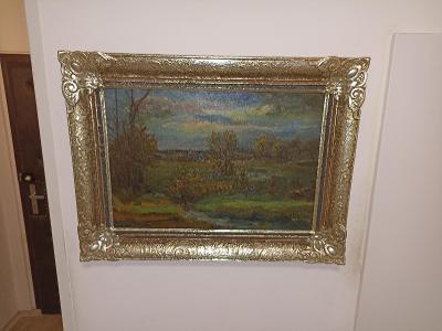 galerijní obraz olejomalba večerní krajina,Bohumil Knyttl
