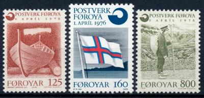 Faerské ostrovy 1976 **/Mi. 21-3 , komplet , lodě , vlajka  , /L22/
