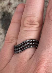 Prsten stříbro 925/1000 černé diamanty 0,81ct