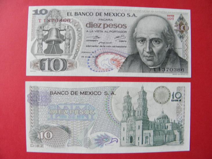 10 Pesos 15.5.1975 Mexico - P63h - UNC - /J185/ - Sběratelství