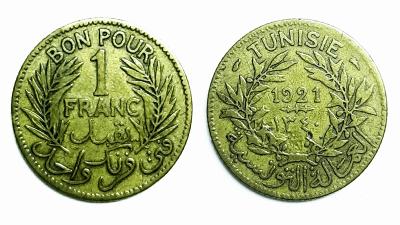 1 frank bon pour tunisko 1921