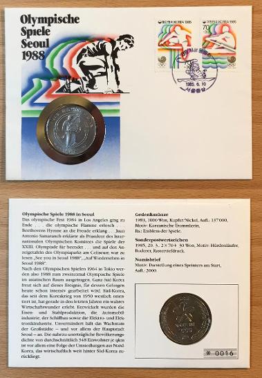 Mincovní dopis / LOH 1988 SOUL / 1000 WON 1983 (MS60) JIŽNÍ KOREA