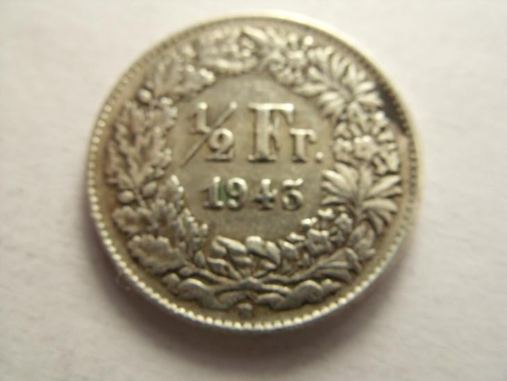 Švýcarsko, 1/2 Franc z roku 1943 B - stříbro - Evropa numismatika
