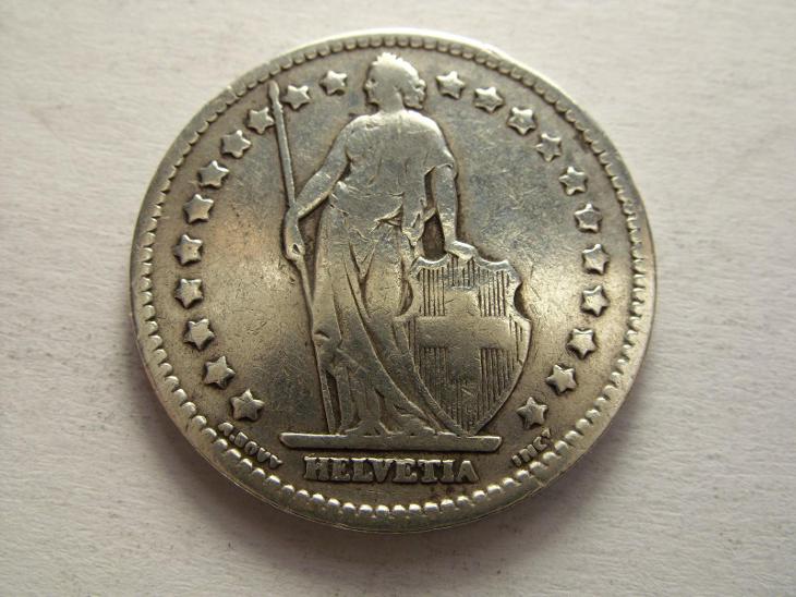 Švýcarsko, 1 Franc z roku 1914 B - stříbro - Evropa numismatika