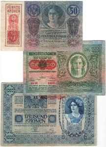 SESTAVA BANKOVEK 2 - Rakousko-Uhersko 1902-1914 (přetisky DO)