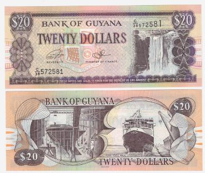 Guyana 20 Dollars 2016 UNC Pick 30f	  