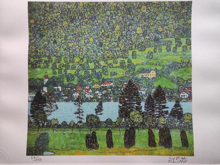 Gustav KLIMT - Krajina s jezerem - unikátní litografie - Výtvarné umění