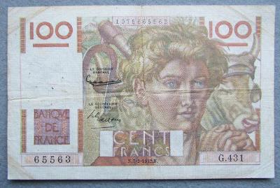 Francie 100 franků 1952 