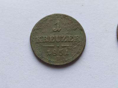 mince rakousko-uhersko 1 Krejcar 1851 B !!!