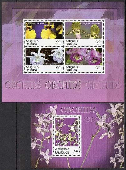 Antigua a Barbuda-Orchideje 2007**  Mi. Klb.4476-76+Bl.646 / 15 €