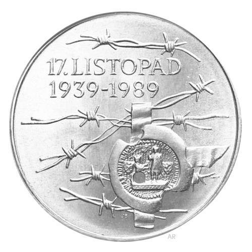 Stříbrná mince 100 Kčs 17. listopad 50. výročí 1989,Perfektní stav!
