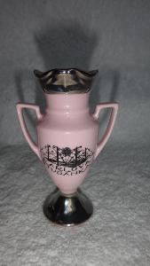 Růžový porcelán mini miniatura vázička amfora  originál