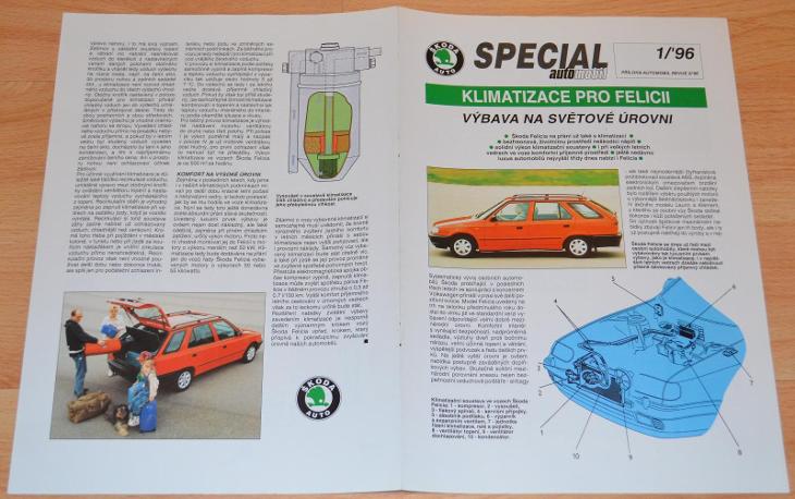 ŠKODA FELICIA KLIMATIZA - PROSPEKT SPECIÁL AUTOMOBIL 1/1996, FORMÁT A4 - Motoristická literatura