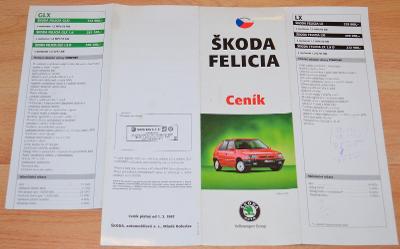 ŠKODA FELICIA CENÍK 1997, FORMÁT A5