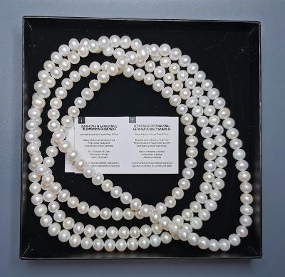 Perlovy náhrdelník 160cm, 8-9mm. PC: 4800 Kč. (KQ4754)