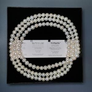 Perlovy náhrdelník 120cm, 9-10mm. PC: 6800 Kč. (KQ4750)