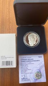 Investiční stříbro - T. G. Masaryk - 1 OZ medaile proof - 80 let úmrtí