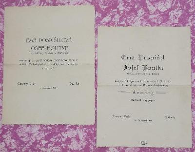 Svatební oznámení, rok 1919, česky a německy