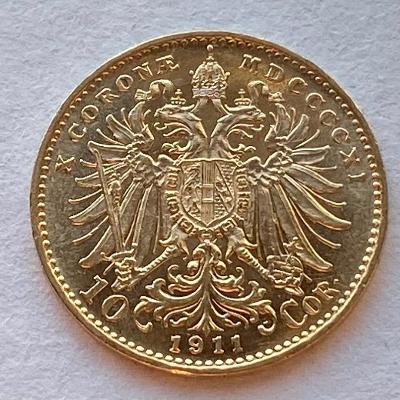 Rakousko Uhersko FJI. zlatá 10 koruna 1911 Schwartz bz vzácná mince 