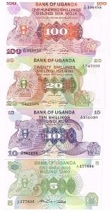 Uganda 5, 10, 20, 100 shillingu 1982 aUNC