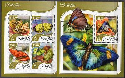 Šalamounovy ostrovy-Motýli 2017**  Mi.4642-4645+Bl. / 28 €