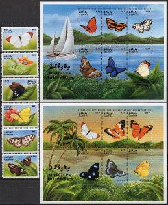 Maledivy-Motýli 1999**  Mi.3225-3230+2Klb.3231-3240 / 25 €
