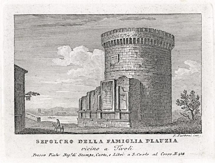 Tivoli Sepolcro Plauzia, Parboni, mědiryt, 1820