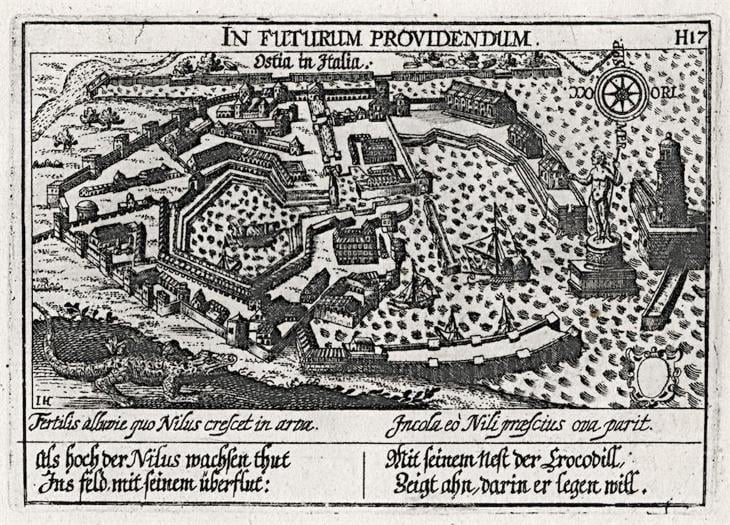 Ostia, Meisner, mědiryt, 1637 - Staré mapy a veduty