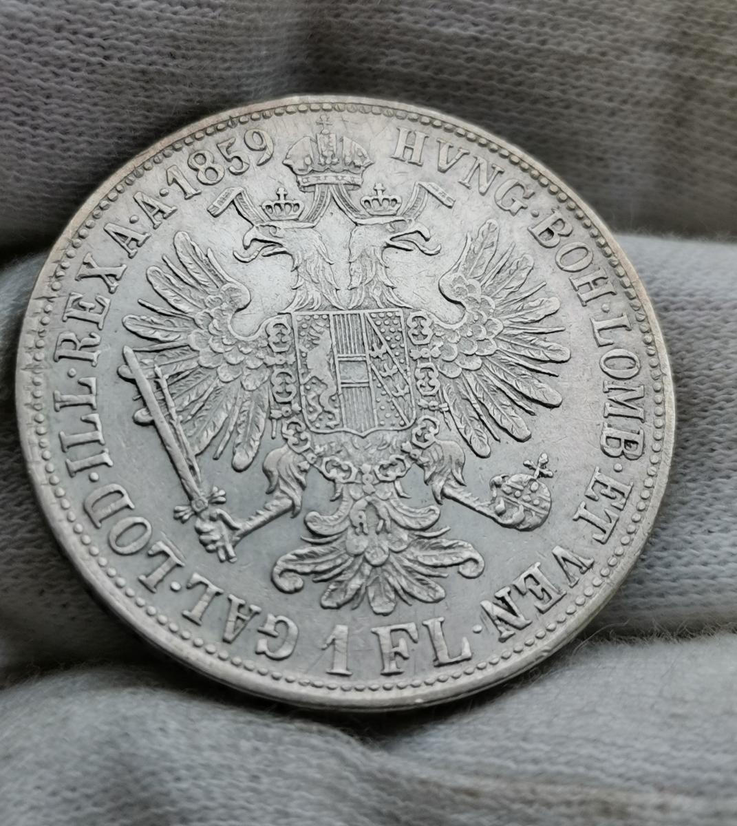 Zlatník (florin) 1859 B. Vzácná  - Numismatika