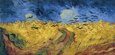 REPRODUKCE Obraz na plátně Vincent Van Gogh Pšeničné pole 90x40 Nový
