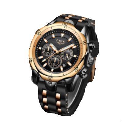 Pánské hodinky - silikone rose gold black + dárek ZDARMA