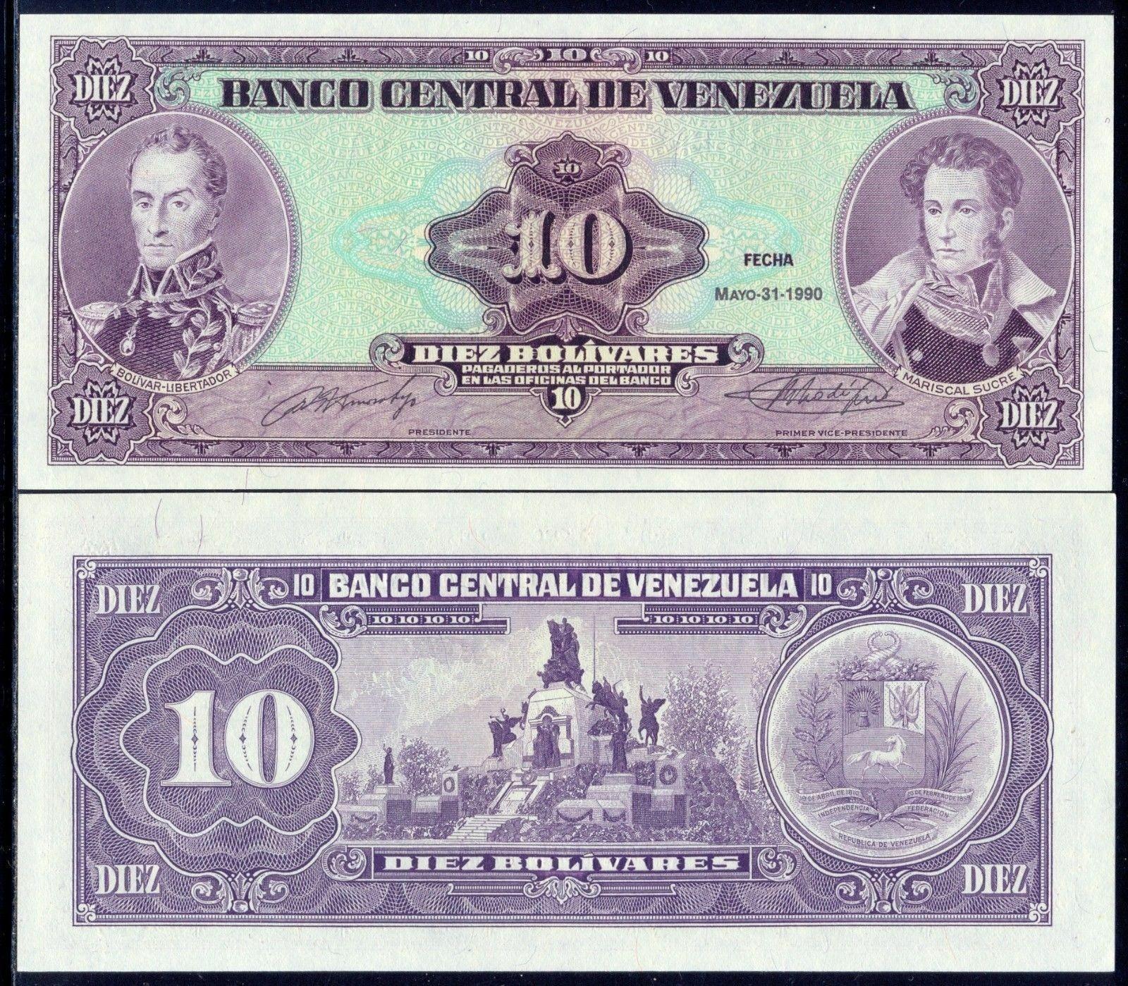 10 BOLIVARES 1990 VENEZUELA P61b UNC - Zberateľstvo