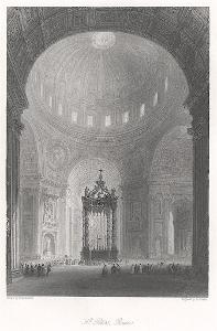 Roma San Pietro interier, Fischer oceloryt, (1840)