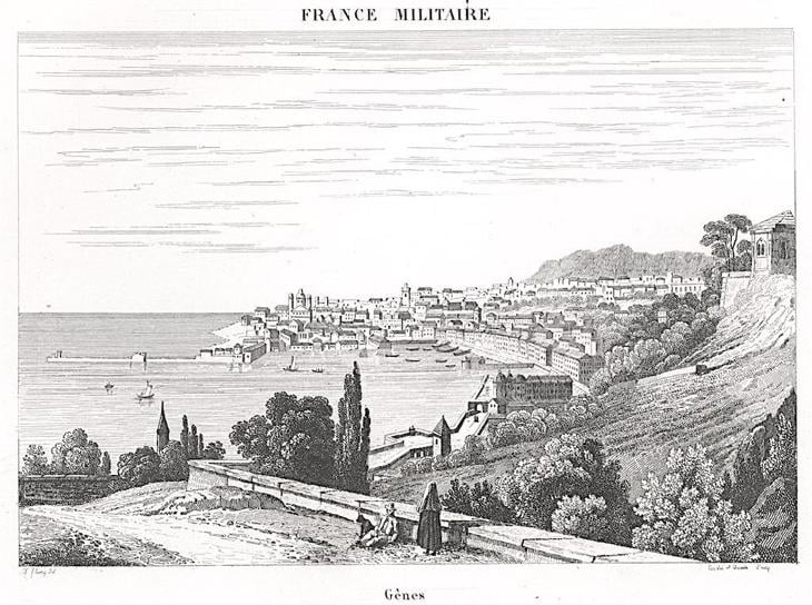 Genova, mědiryt, 1833 - Staré mapy a veduty