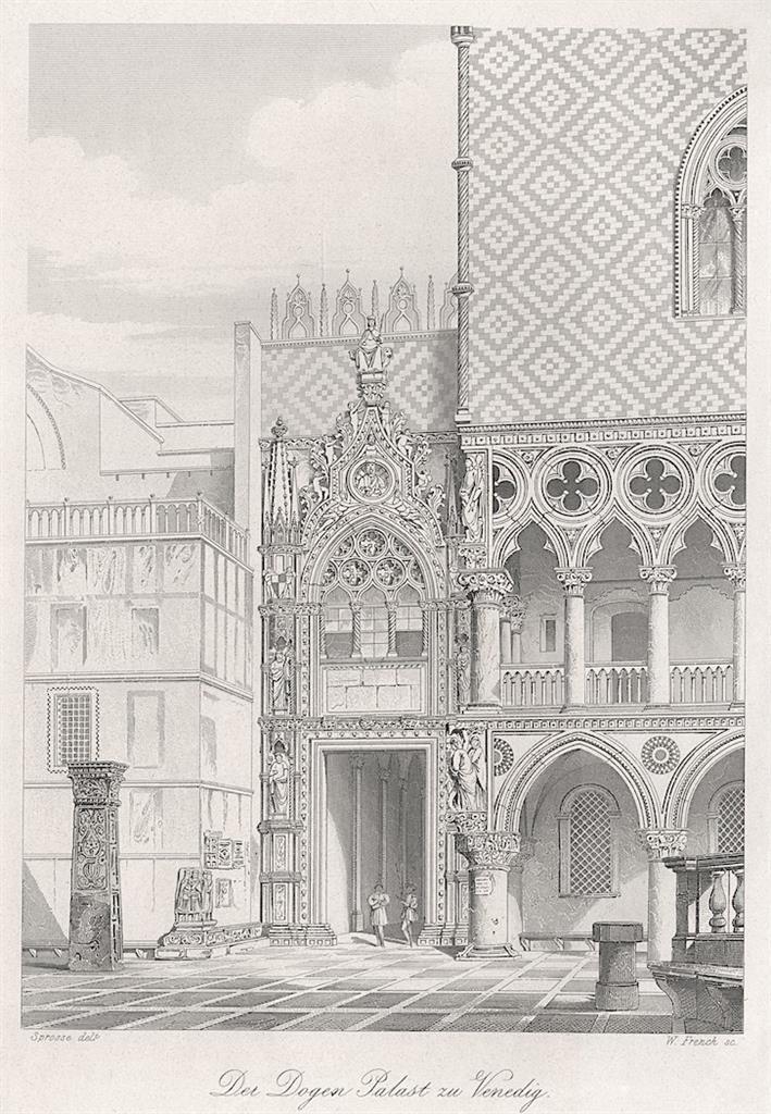 Venezia Dóžecí palác,  Payne, oceloryt, (1860)