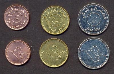 IRÁK KOMPLETNÍ SADA MINCI 25+50+100 Dinars 2004 3 ks UNC