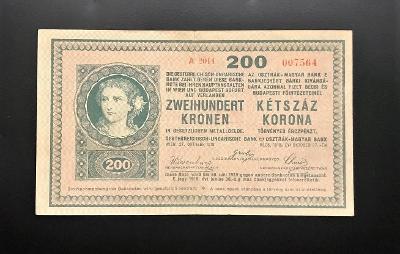 200 K 1918 velmi vzácná bankovka v krásném stavu!!!