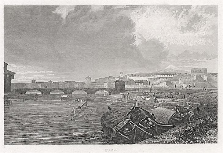 Pisa, oceloryt (1840) - Staré mapy a veduty
