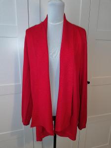 OVS-Lux. dámský červený, otevřený kardigan se šálovým límcem, XL.