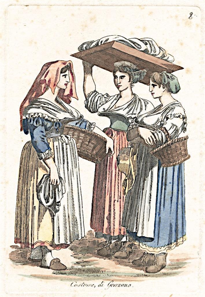 Genzano kroj, kolor. mědiryt, (1810) - Staré mapy a veduty