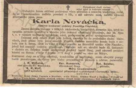 Švábovka - smuteční oznámení K. Nováčka, obr. č. 3