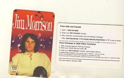 telefoni karta Jim MORRISON DOORS 1998 phone card USA  RETRO rare
