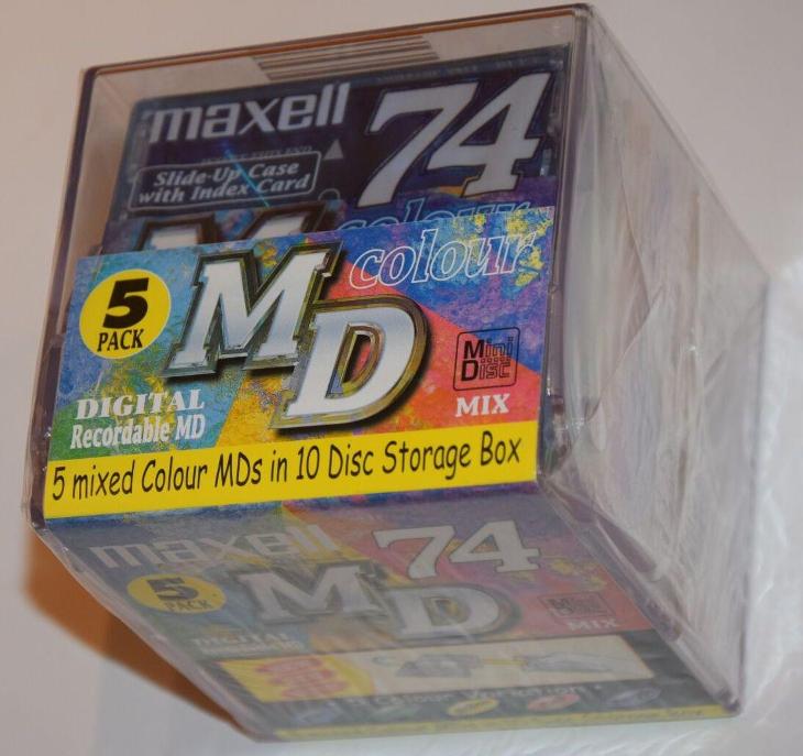MD minidisk MAXELL original balení včetně boxu na 10x MD, NOVÉ