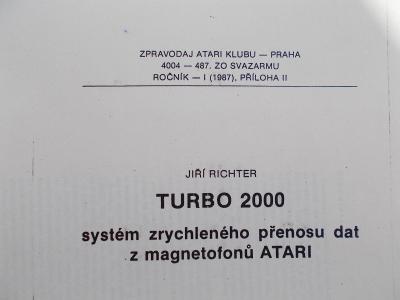 návod pro TURBO systém zrychleného přenosu dat z magnetofonů ATARI