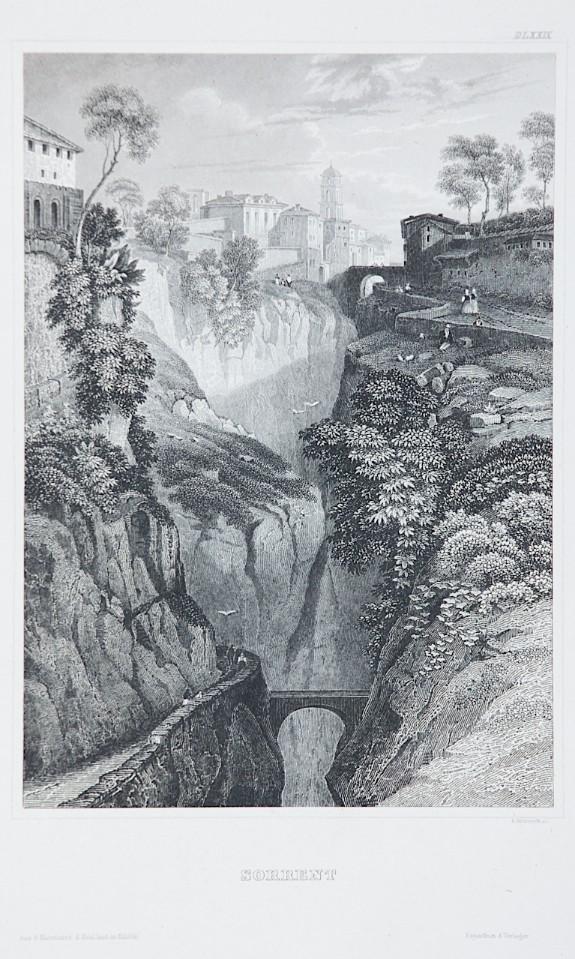 Sorrento, Meyer, oceloryt, 1850 - Staré mapy a veduty