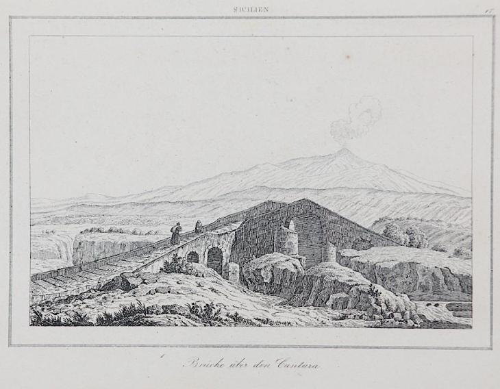 Cantara most, Le Bas, oceloryt 1840 - Staré mapy a veduty
