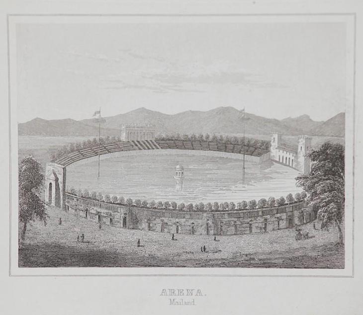 Milano Arena, oceloryt 1850 - Staré mapy a veduty